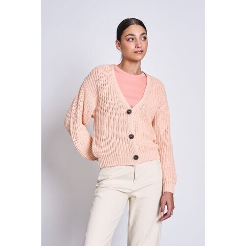 JAN 'N JUNE dames vegan Grof Vest Lena Cantaloupe Tweedehands