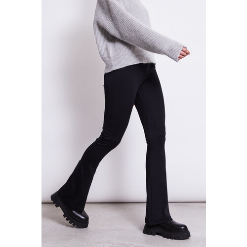 JAN N JUNE dames vegan Legging Flared Leggings Zwart Tweedehands
