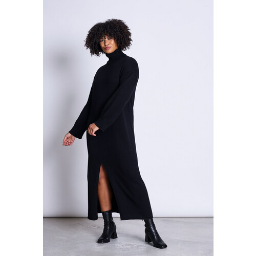 JAN 'N JUNE dames vegan Midi-Jurk Inari Zwart Tweedehands