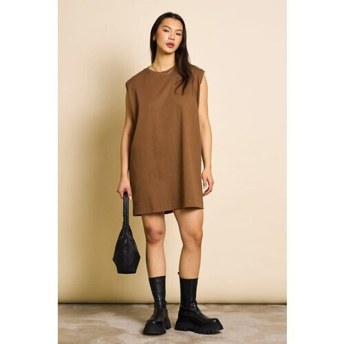 JAN 'N JUNE dames vegan Mini Jurkje Nanita Whiskey Bruin Tweedehands
