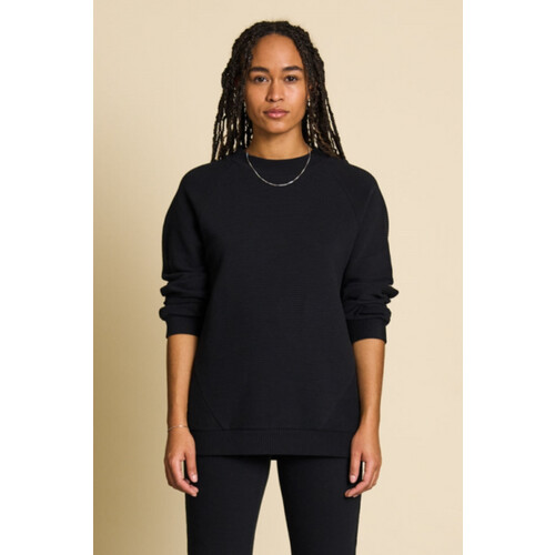 JAN 'N JUNE dames vegan O-Sweater Toulon Rib Zwart Tweedehands