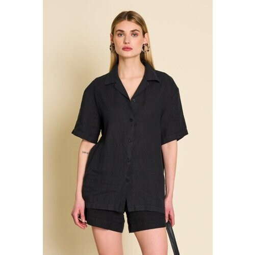 JAN 'N JUNE dames vegan Overhemd Gent Zwart Tweedehands