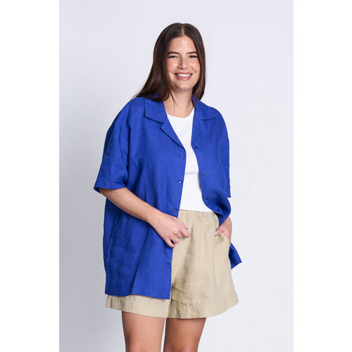 JAN 'N JUNE dames vegan Overhemd Gents Blauw Tweedehands