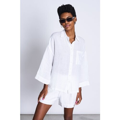 JAN 'N JUNE dames vegan Overhemd Mons Wit Tweedehands