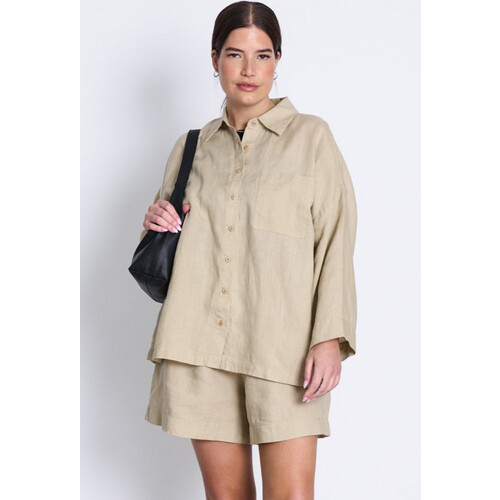 JAN 'N JUNE dames vegan Overhemd Mons Zand Tweedehands