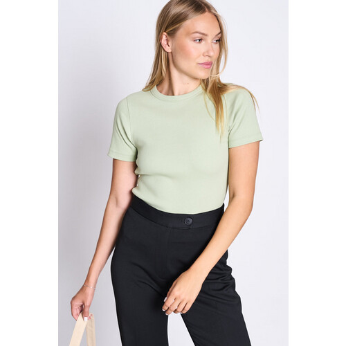 JAN 'N JUNE dames vegan Rib T-Shirt Nijl Pistache Tweedehands