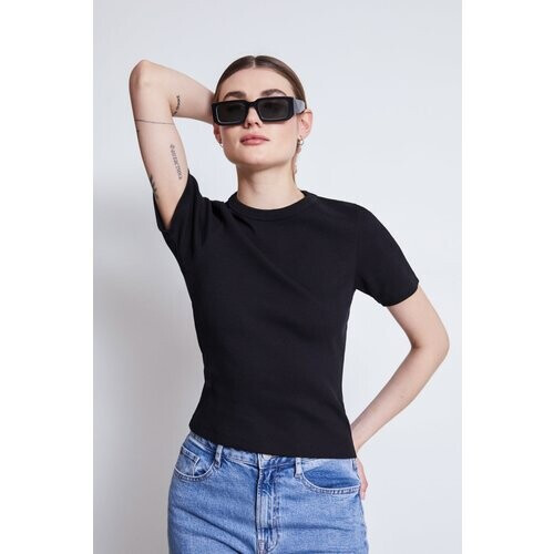 JAN 'N JUNE dames vegan Rib T-Shirt Nile Zwart Tweedehands