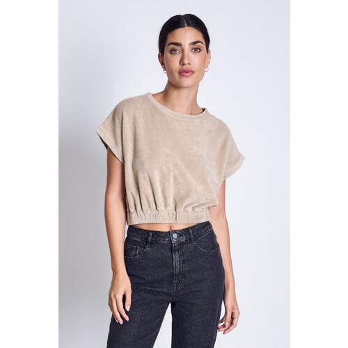 JAN 'N JUNE dames vegan Top Blanca Amandelbruin Tweedehands