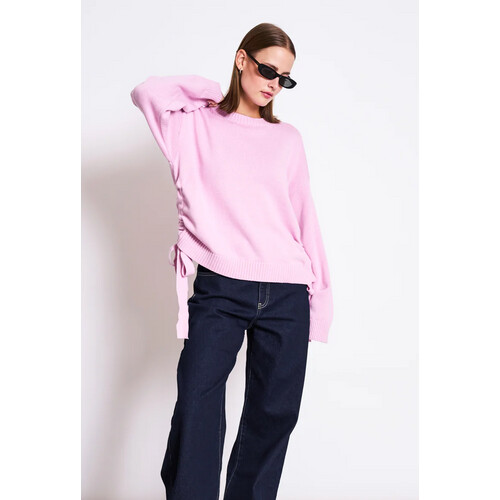 JAN N JUNE dames vegan Trui Caper Lichtroze Orchidee Tweedehands