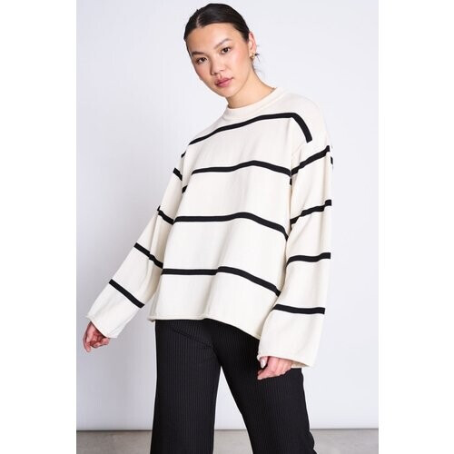JAN 'N JUNE dames vegan Trui Marta Gestreept Offwhite Tweedehands