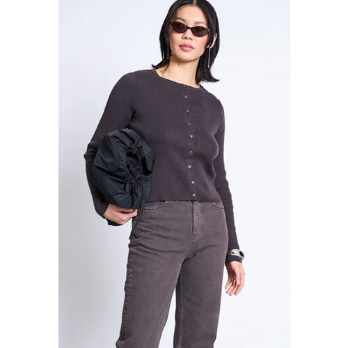 JAN N JUNE dames vegan Vest Glimt Donkerbruin Tweedehands