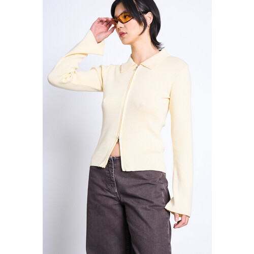 JAN N JUNE dames vegan Vest Met Rits Tyrie Lichtgeel Tweedehands