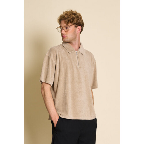 JAN 'N JUNE mannen vegan T-Shirt Flor Amandel Bruin Tweedehands