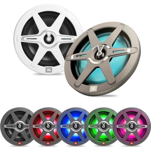 JBL Club Marine 8" - Autospeakers - 150W RMS / 450 Piek - 7 LED Modes - Witte & Grijze Grill