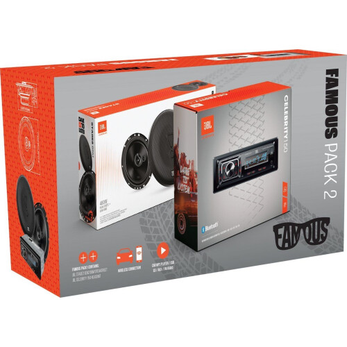 JBL Famous Pack 2 - Autoradio Celebrity 150 + Stage2 65M Autospeakers - Bluetooth USB SD FM - 480 W (2 stuks) Tweedehands