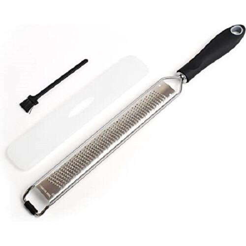 joeji's Kitchen - Vlijmscherpe roestvrijstalen citroenzesterrasp - Ergonomisch handvat met antislippad - Zilver