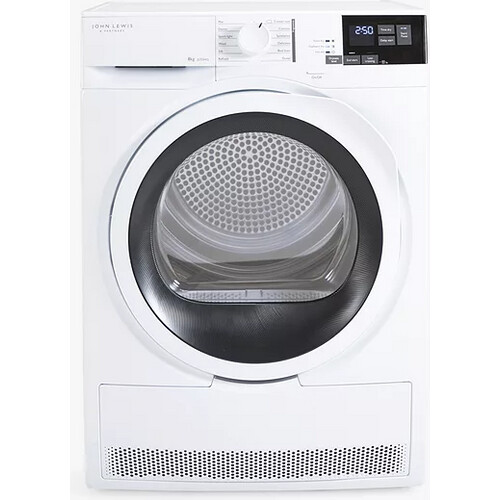 John Lewis Jltdh15 (nieuw Model) - Warmtepompdroger - 8 Kg - Sensor Droging - 66 Db - Energieklasse A++ | Nieuw (outlet) Tweedehands