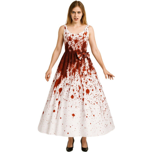 Joya Kids® Verkleedjurk Halloween Bruid | Bloed Zombie Bruidsjurk Volwassenen | Lange Jurk Dames Wit | Horror Kostuum Vrouw | Carnaval&Halloween