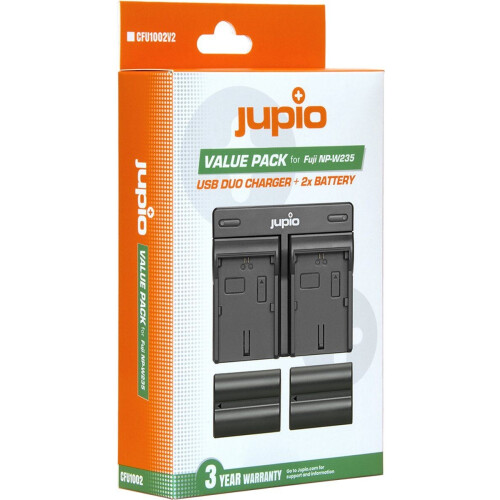 Jupio Value Pack - USB Dual Charger - 2x NP-W235 2300mAh accu's (2 stuks) Tweedehands