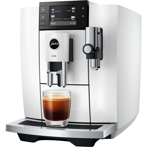 Jura E8 - Volautomatische Koffiemachine - Hot Brew Light Brew Sweet Foam - Piano White Tweedehands