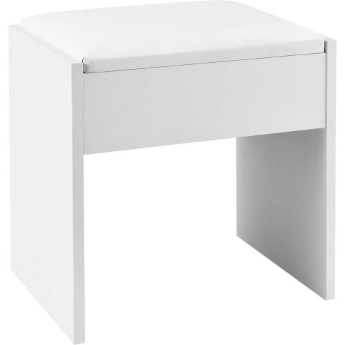 Juskys Melly - Houten Kaptafelkruk - Met zitkussen - Wit Tweedehands