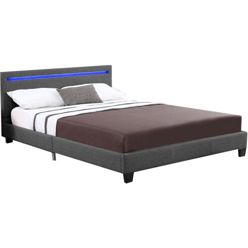 Juskys Verona - Gestoffeerd bed - 120 x 200 cm - LED Verlichting - Donkergrijs Tweedehands