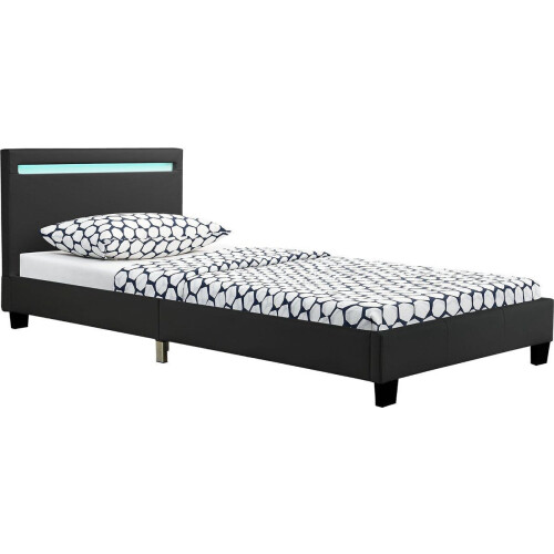 Juskys Verona - Gestoffeerd Bed - LED Verlichting - 90 x 200 cm - Zwart Tweedehands