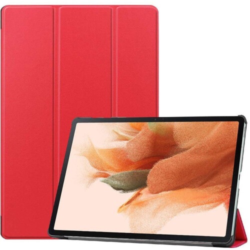 Just in Case Samsung Galaxy Tab S7 FE - Smart Tri-Fold Case - Automatische slaapfunctie en standaard - Rood