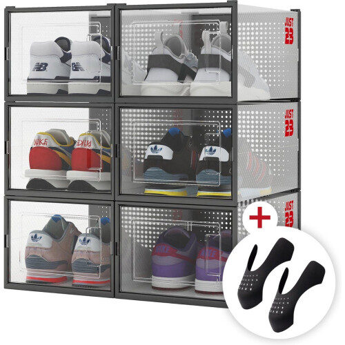 JUST23 Schoenen opbergsysteem 6PACK - Transparant - Stapelbaar - Inclusief crease protectors (6-pack) Tweedehands