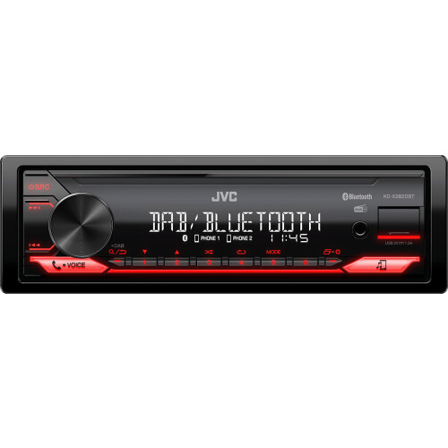 JVC KD-X282DBT - Digitale Media Receiver - DAB+ Bluetooth - Rood Zwart Tweedehands