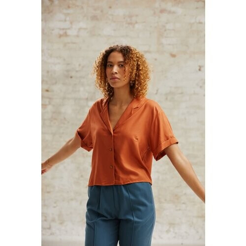 Jyoti Fair Works dames vegan Blouse Avani Roest Oranje Tweedehands