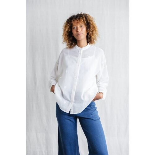 Jyoti - Fair Works dames vegan Blouse Hawali Bhuti Wit Tweedehands