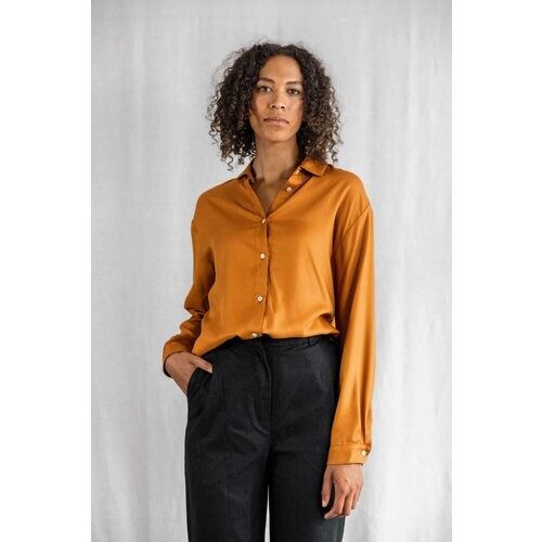 Jyoti Fair Works dames vegan Blouse Komali Koper Roest Tweedehands