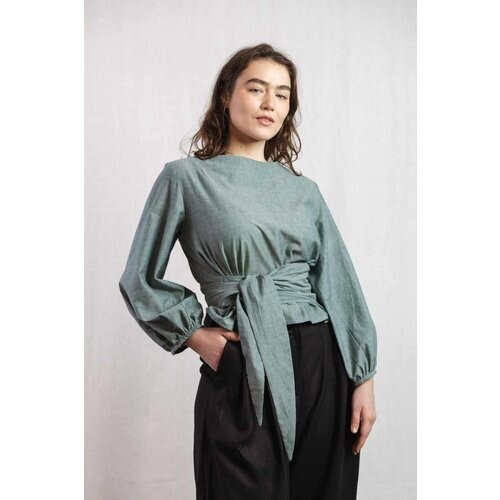 Jyoti Fair Works dames vegan Blouse Prasoon Eucalyptus Tweedehands