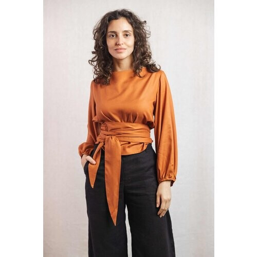 Jyoti Fair Works dames vegan Blouse Prasoon Roest Oranje Tweedehands