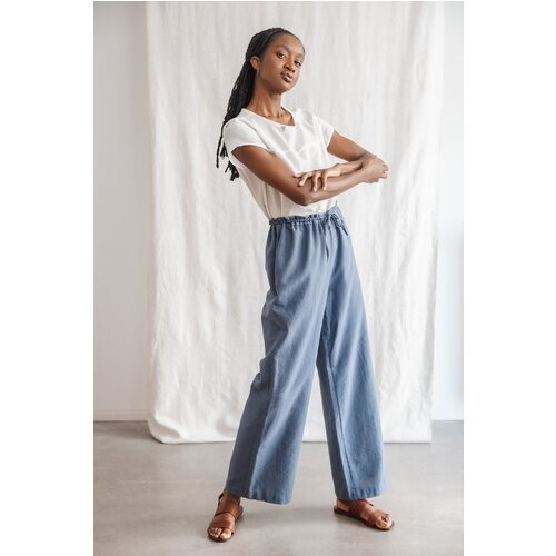 Jyoti Fair Works dames vegan Broek Jamuna Blauw Grijs Tweedehands