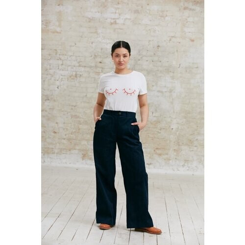 Jyoti Fair Works dames vegan Broek Suhrutam Nachtblauw Marine Tweedehands
