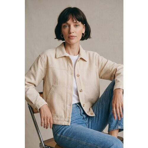 Jyoti - Fair Works dames vegan Corduroy Jas Nariyal Beige Tweedehands