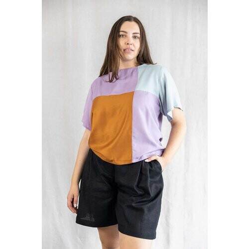 Jyoti Fair Works dames vegan Overhemd Sarala Colorblock Tweedehands