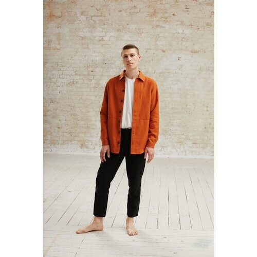 Jyoti Fair Works mannen vegan Overshirt Daladal Roest Oranje Tweedehands