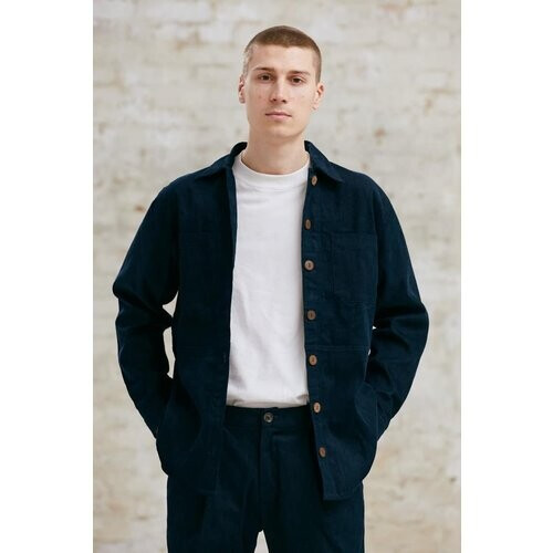 Jyoti Fair Works mannen vegan Overshirt Kal Nachtblauw Navy Tweedehands