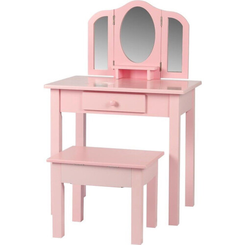 Kaptafel visagie make up meisje opmaaktafel kinderkamer met spiegels en krukje roze Tweedehands