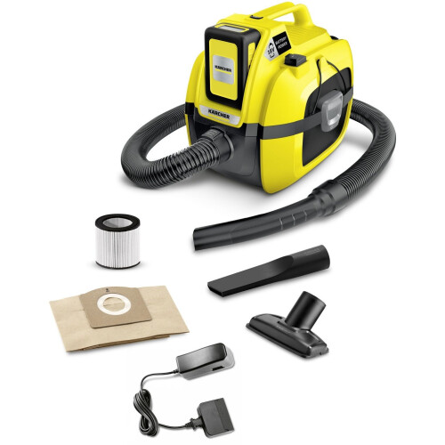 Kärcher WD 1 Compact Battery Set - Snoerloze nat- en droogzuiger - 18 V accu - Geel