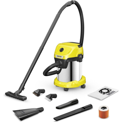 Kärcher WD 3 S V-17/6/20 Car - Nat- en Droogzuiger - 1000 W - 17 liter RVS container - Auto accessoires Tweedehands