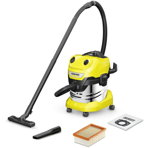 Kärcher WD 4 S V-20/5/22 - Nat-/droogzuiger - 20L RVS opvangbak 1000W 5m snoer 2,2m slang Tweedehands
