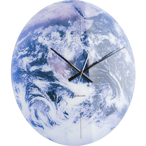 Karlsson Earth - Wandklok - Spiegelglas -Ø60cm - Blauw