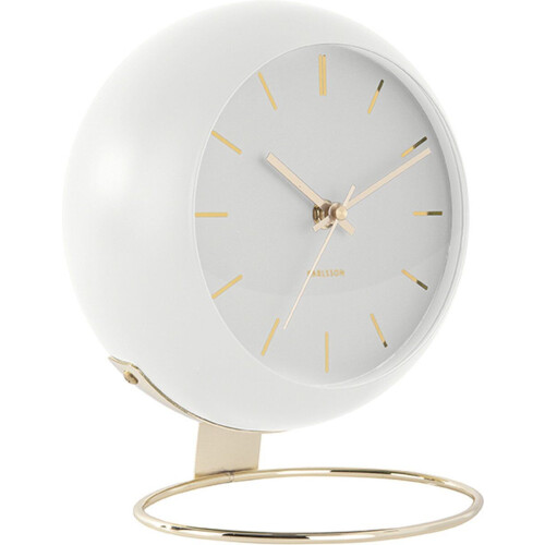 Karlsson Globe - Tafelklok - Gouden details - Wit - 21x24,5x14cm Tweedehands