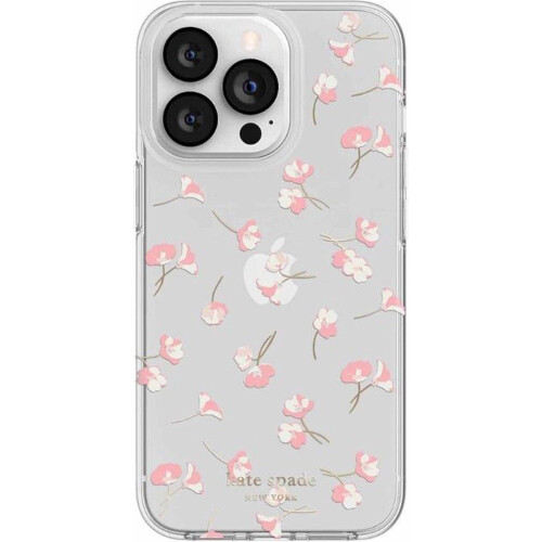 Kate Spade - iPhone 13 Pro - Hardshell Back Cover - Bloemen Wit Roze