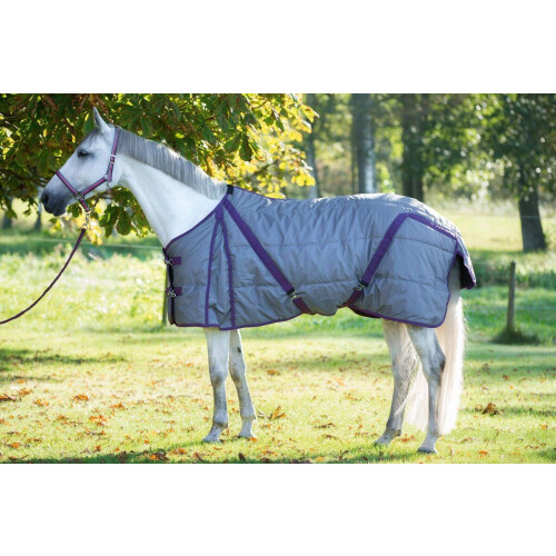 Kerbl Paardendeken - Indoor - Ademend en warm - Grijs/Rood 135 cm Tweedehands