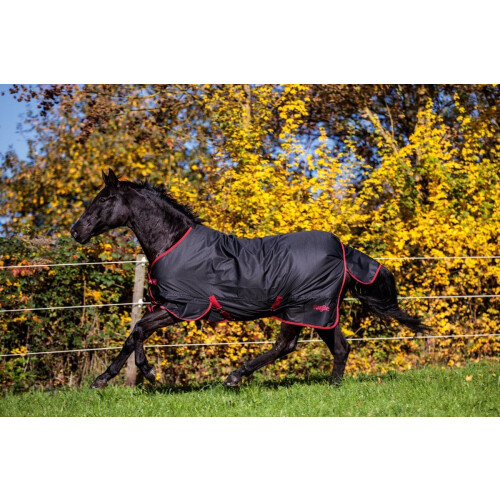 Kerbl RugBe Zero.1 - Regendeken - Waterdicht 3000 mm - Zwart/rood - 140 cm Tweedehands